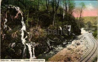 1912 Stájerlak, Steierlak, Stájerlakanina, Steierdorf, Anina; Bozovicsi út, vasútvonal, vízesés a Kirzsa-völgyben. Scheitzner kiadása / Bozovici road, railway line, waterfall