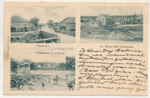 1915 Bálinc, Balint; Vasút utca, Vízimalom a zsilippel, gulya itatása, Dr. Mayor-féle vízimalom, Margitai Ignác üzlete. Sziklai Lajos (Lugos) / street view, watermill, flood gate, cattle, publisher's shop (fl)