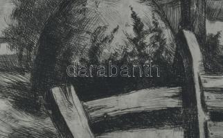 Toroczkai Oszvald (1884-1951): Faluvége. Rézkarc, papír. Jelzés nélkül. Dekoratív, üvegezett, kissé ...