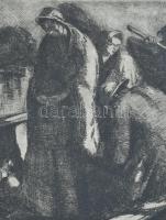 Toroczkai Oszvald (1884-1951): Tiszai átkelés. Rézkarc, papír. Jelzés nélkül. Üvegezett, kissé kopot...