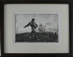 Toroczkai Oszvald (1884-1951): Magvető. Rézkarc, papír. Jelzés nélkül. Üvegezett, kissé kopott faker...