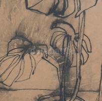 Haász István (1946): Csendélet, 1969. Tus, papír, jelzett. Üvegezett fakeretben. 20,5×11,5 cm