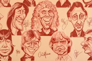 2001 "Illés Metro Omega" nyomtatvány az együttesek tagjainak karikatúráival, nyomtatott al...