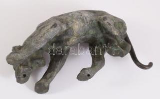 Tigris bronz figura. alján csavar fogadóval 19 cm