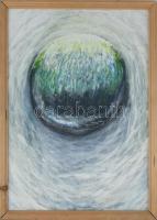 Jelzés nélkül: Kozmosz. Olaj, farost. Fakeretben. 70×50 cm.