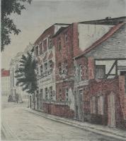 W Pahl jelzéssel: Zur letzten Instanz (Berlin?). Zsínezett rézkarc. Üvegezett fakeretben. 24×20 cm