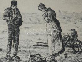 Marcel Jacque (1906-1981), Millet után: Esti ima. Rézkarc, papír. Üvegezett, sérült fakeretben. 9×12...