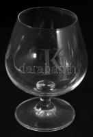 6 db konyakos pohár, vésett KI monogrammal, hibátlan 10 cm