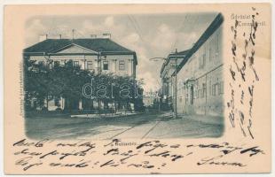 1901 Temesvár, Timisoara; Balázs tér, villamospálya. Corvina könyvkereskedés / square, tram track (fl)