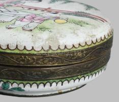 Kínai zománc borítású réz dobozka 8,5 cm / Chinese enameled copper box