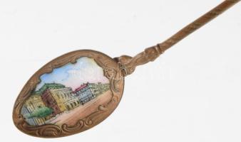 Budapest zománcozott réz emlék kanál ca 1900 12 cm
