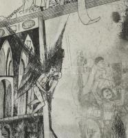 Kondor Béla (1931-1972): Zene hajnaltájt. Rézkarc, papír. Jelzett. Számozott: 50/43. 40x14,5 mm. Lap...