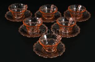 6 db mályvaszín mokkás csésze és alj.