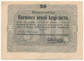 1849. 30kr "Kossuth bankó" enyhén eltolódott nyomat T:F erős papír Adamo G103