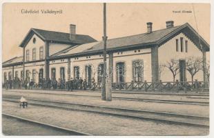 1912 Valkány, Valcani; vasútállomás. Szilágyi Arthur műintézetéből / railway station (fa)