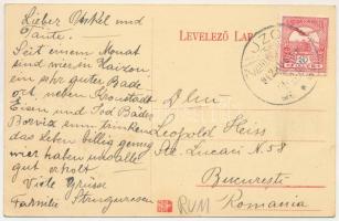 1912 Zajzon, Zaizon-fürdő, Zajzonfürdő, Baile Zizin; utca részlet a községházával / street view, tow...