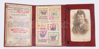 1928 Szeged, Magyar Királyi Államvasutak fényképes menetkedvezmény igazolvány, bőr tokban