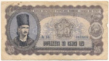 Románia 1952. 25L kék sor- és sorozatszámmal "h 16 061866" T:VG Romania 1952. 25 Lei with blue serial "h 16 061866" C:VG Krause P#89b