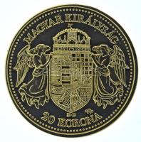DN "Magyarok Kincstára - IV. Károly, 20 korona, 1918" aranyozott réz utánveret, kapszulában (20mm) T:PP