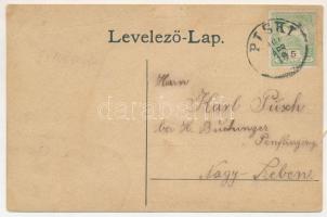 Piski, Simeria; csárda, híd, M. kir. állami iskola. Főző József kiadása / inn, bridge, school. Art N...