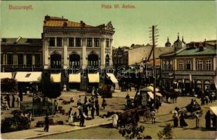 Bucharest, Bukarest, Bucuresti, Bucuresci; Piata Sf. Anton / square, market, shops (EK)