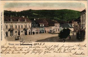 1903 Segesvár, Schässburg, Sighisoara; utcakép, Nagy üzlete. Fritz Teutsch kiadása / street view, shop (r)