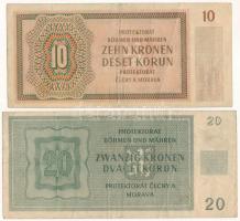 Német Harmadik Birodalom / Cseh-Morva Protektorátus 1942. 10K + 1944. 20K T:F
German Third Empire /...