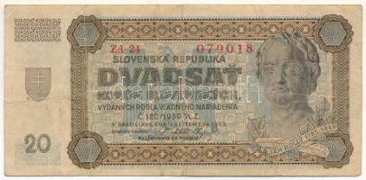 Szlovákia 1942. 20K "Zd 24 079018" T:F Slovakia 1942. 20 Korun "Zd 24 079018" C:F Krause P#7