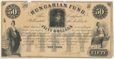 1852. 50$ "Kossuth bankó" sorszámozás nélkül, Kossuth Lajos saját kezű aláírásával, "...