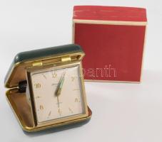 Blessing utazó ébresztőóra, kézi felhúzós, eredeti dobozában 8x8 cm