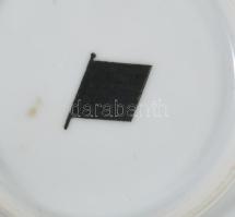 Carlsbad porcelán csésze alátéttel, pápai jelenettel díszítve, jelzett, minimális kopással, d: 11 cm