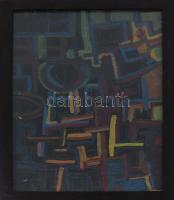 Olvashatatlan jelzéssel (a hátoldalán): Színes kép. Vegyes technika, karton. Üvegezett fakeretben. 55x37 cm.