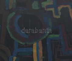 Olvashatatlan jelzéssel (a hátoldalán): Színes kép. Vegyes technika, karton. Üvegezett fakeretben. 5...