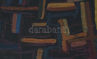 Olvashatatlan jelzéssel (a hátoldalán): Színes kép. Vegyes technika, karton. Üvegezett fakeretben. 5...