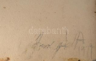 Olvashatatlan jelzéssel (a hátoldalán): Színes kép. Vegyes technika, karton. Üvegezett fakeretben. 5...