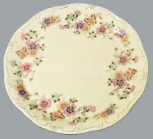 Zsolnay pillangó mintás hat személyes étkészlet plusz sótartó, (két lapos tányér hiánnyal) kézzel fe...