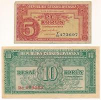 Csehszlovákia DN (1945) 5K + 10K T:F Czechoslovakia ND (1945) 5 Korun + 10 Korun C:F Krause P#59, P#60