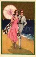 Olasz művészlap, szerelmes pár / Italian art postcard, love couple. Degami 2259.