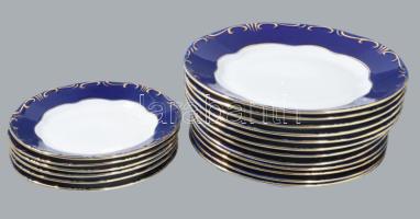 Zsolnay Pompadour mintás hat személyes étkészlet, kézzel festett, jelzett, hibátlan