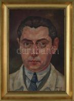 Angyal jelzéssel (a hátoldalán): Férfi arckép. Olaj, karton. Kétoldalas mű, hátoldalén férfi arckép. Üvegezett fakeretben. 36x24 cm.