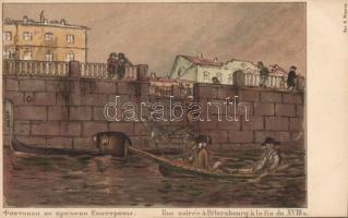 An evening in Saint Petersburg in the 18th century litho