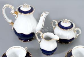 Zsolnay Pompadour mintás 5 személyes mokkás készlet, kézzel festett, jelzett, hibátlan