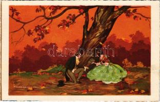 Olasz művészlap, szerelmes pár / Italian art postcard, couple in love. Degami 869. s: T. Corbella