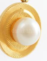 Arany(Au) 18K gyöngyös medál 18K lánccal, jelzett, h: 46 cm, bruttó: 3,2 g