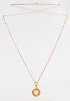 Arany(Au) 18K gyöngyös medál 18K lánccal, jelzett, h: 46 cm, bruttó: 3,2 g