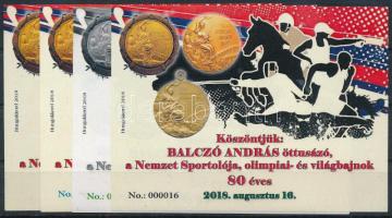 2018 80 éves Balczó András öttusázó 4 darabos emlékív garnitúra