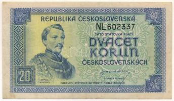 Csehszlovákia 1945. 20K "NL 602337" T:F szép papír Czechoslovakia 1945. 20 Korun "NL 602337" C:F fine paper Krause P#61