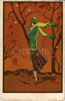 Olasz hölgy művészlap / Italian lady art postcard. Degami 874. s: T. Corbella (EK)