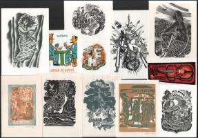Klf. külföldi alkotók (R. Cox, H. Eilnberger, Jürgen Dost, Anton Vermeylen, O. Thorsen, Ella Goldschmidt stb.): 20 db zene és hangszer témájú ex libris és kisgrafika. Klf. technikák, papír, részben jelzett, klf. méretekben.