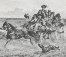 August von Pettenkofen (1822-1889) festménye után Gustave Greux (1838-1919) metszése: Magyar népfelk...